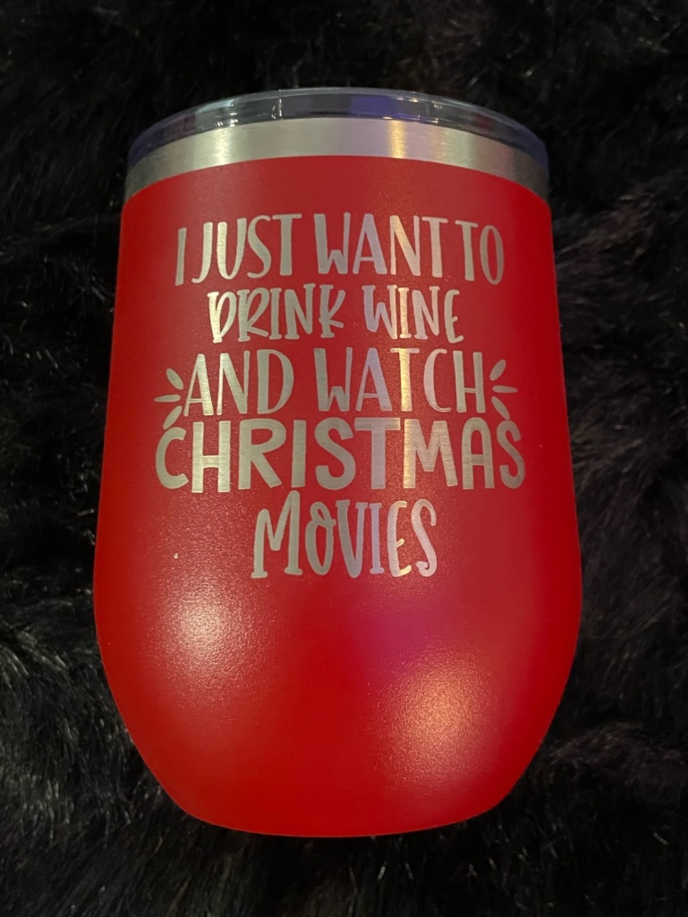 Red Holiday Wine Tumbler - 'Drink Wine and Watch Christmas Movies'  NWOT
